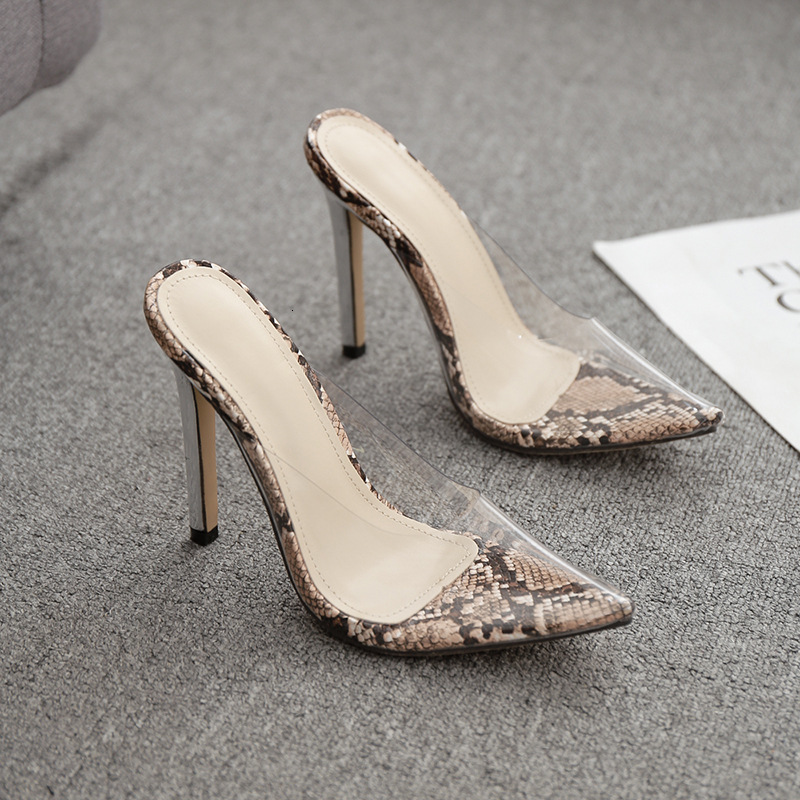 

2021 New Summer Ladies Slipper Fashion Sexy Wear Transparent Monochrome Shallow Mouth Stiletto Snake Slippers Size -42 Ahp9, Navy blue