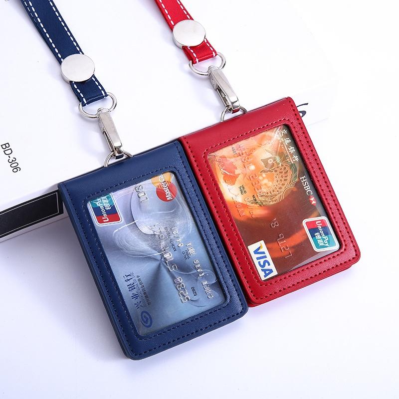 

Card Holders Solid Color Holder Wallet Neck Strap With Lanyard Badge Staff Identification Bus ID, Random color 1 piece