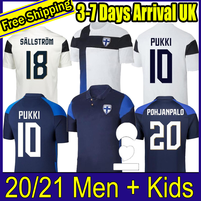 

2020 Finland Soccer Jerseys New PUKKI SKRABB RAITALA JENSEN LOD Home White Football Shirt Short Sleeve Adult Uniforms, Away