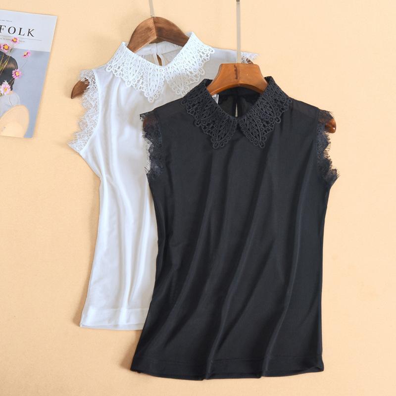 

Bow Ties Lace Hollow Lapel Fake Collars Women Mesh Pullover Sweater Shirt Detachable Collar Girls Vest Cropped Tops Female False