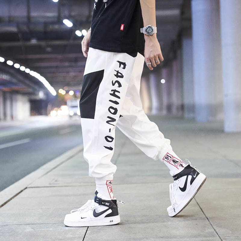 

2021 New Autumn Letter Men' Prints Streetwear Hip Hop Pants Electric Sweatwear Streets in the Belt of High 0eje, Black