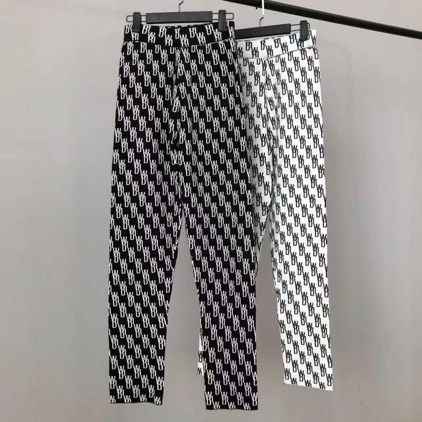 

2021 New We11done Pants Men Women Jacquard Letter High Waist Straight Tube Knitted Welldone Sweatpants Trousers Q56x