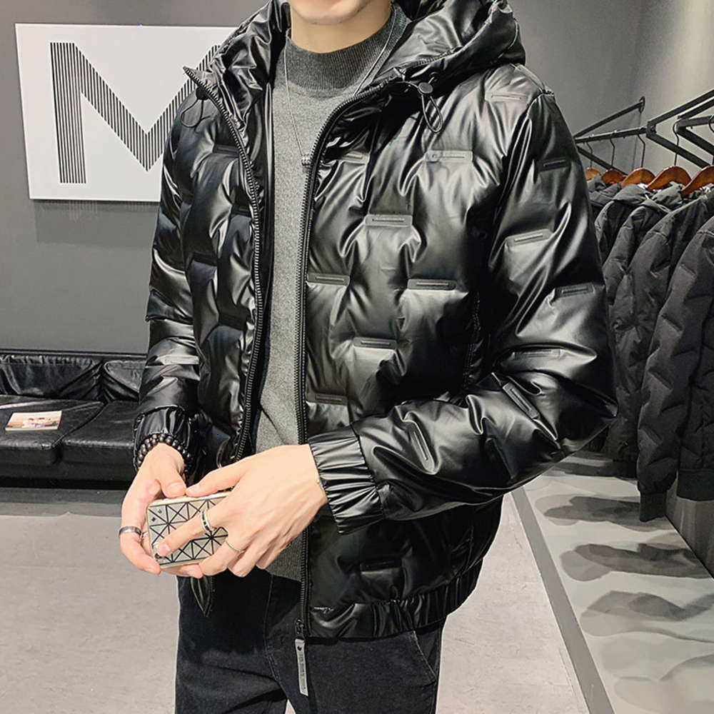 

Winter Bright Face Jacket Light And Thick Short Anti Season Fashion Brand White Duck Down Hooded Collar Men's Coat, Black;brown