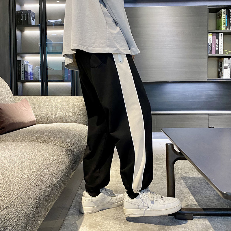 

New 2021 Men's Fahsion Trend Stripe Printing Jogger Sweatpants Streetwear Trousers Hip Hop Style Casual Homme Harem Pants 6hlb, Khaki