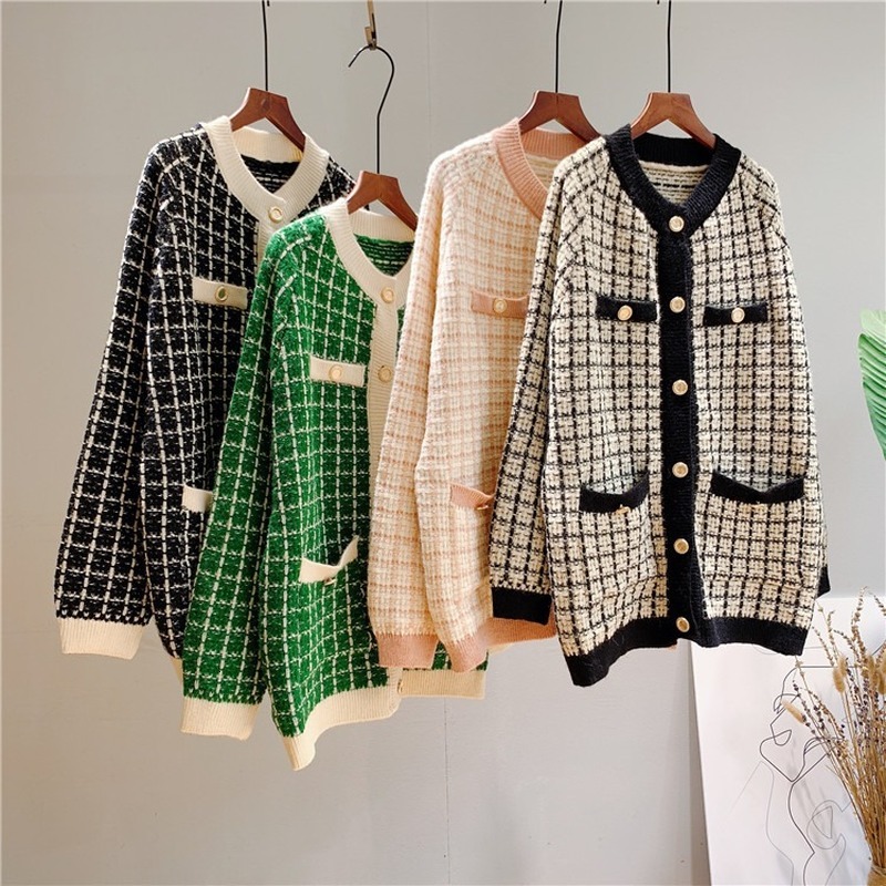 

2021 New Cardigan Curto Feminino Camisola De Malha Outono Inverno Manga Longa o Pescoo Jumper Cardigans Casual Streetwear Moda Pull Femme Ca, Green