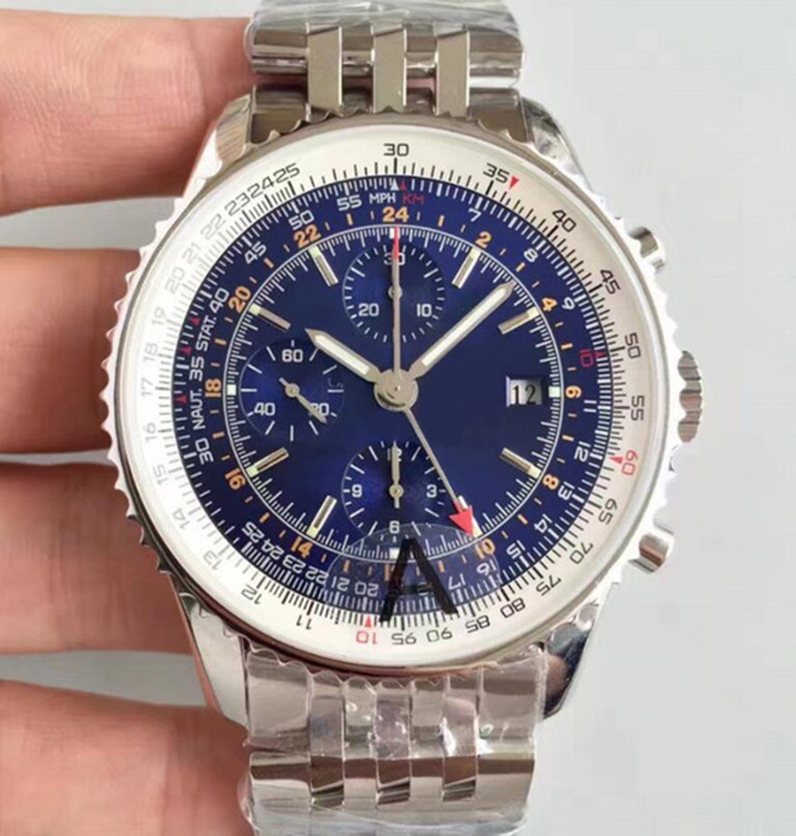 

Classic mens watch 40MM chronograph dial sapphire glass quartz chronograph movement stainless steel strap Top watch, Customize