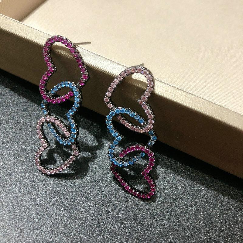 

Dangle & Chandelier Bilincolor Fashion Cute Zircon Hollow Heart Drop Earrings For Women