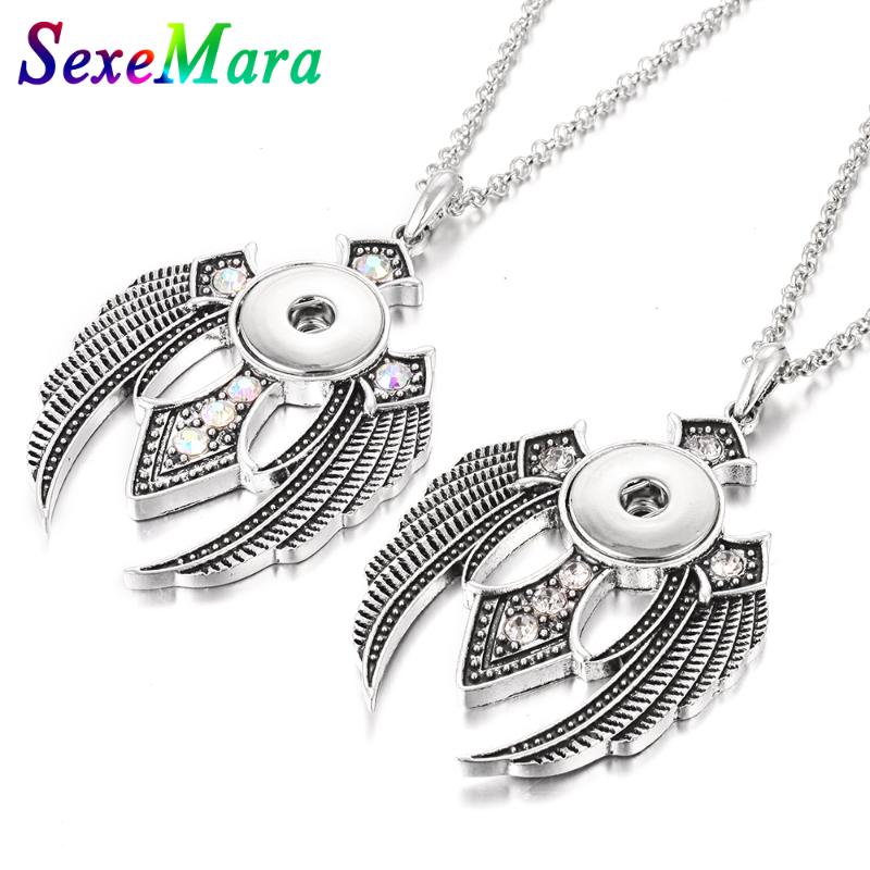 

Pendant Necklaces Snap Button Necklace Jewelry Rhinestone Angle Fit 18mm For Women DIY
