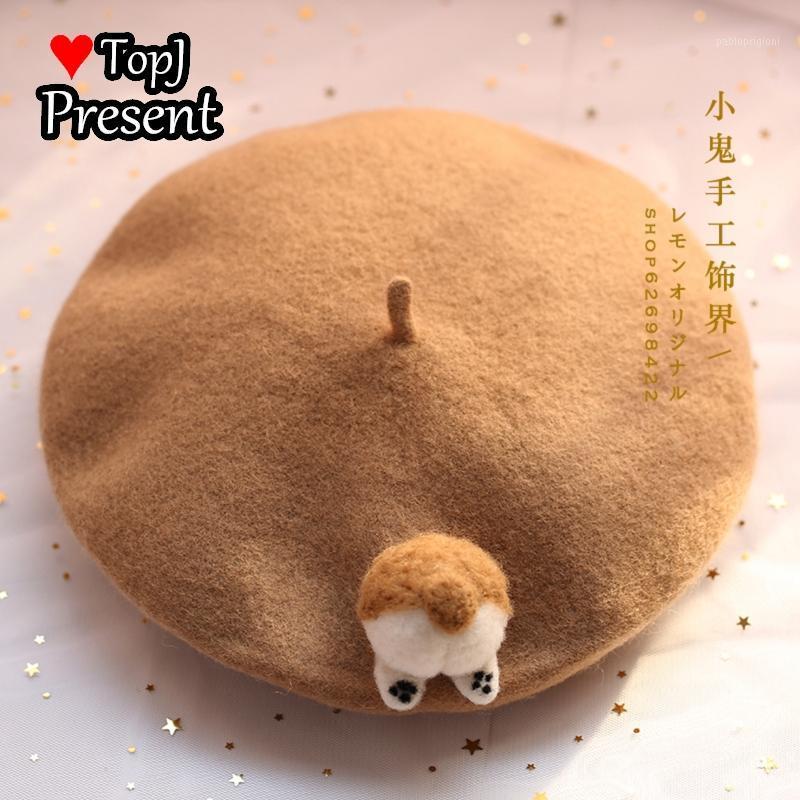 

Soft Cute Japanese Bud Hat Cocky BuBeret Kirky PP Painter Pancake Autumn Winter Berets, Beige