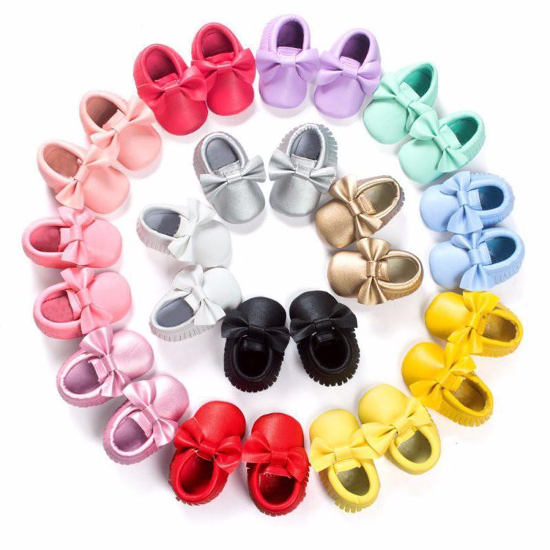 

First Walkers WEIXINBUY Baby Girls Shoes Tassels PU Leather Waterproof Born Moccasin Soft Infants Prewalker 18 Colors