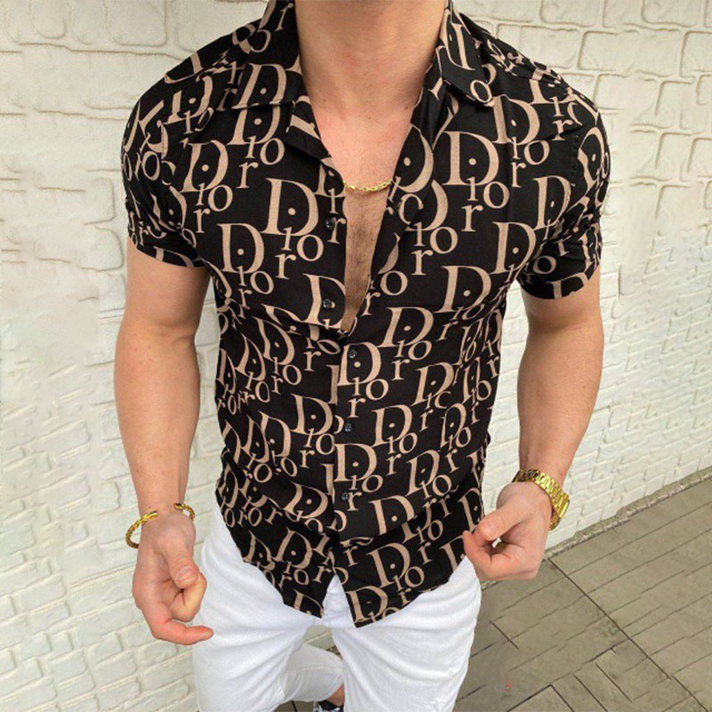 

shirts 3d model brand summer outdoor loose printing fashion letter shirt Mens short sleeve Hawaii shirts for men plus size  3xl clothing blouse, C4