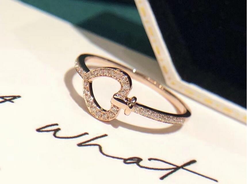 

Ins Top Sell Wedding Rings Simple Fashion Jewelry 925 Sterling Silver Rose Gold Fill Pave White Sapphire CZ Diamond Promise Party Women Heart Band Ring Gift