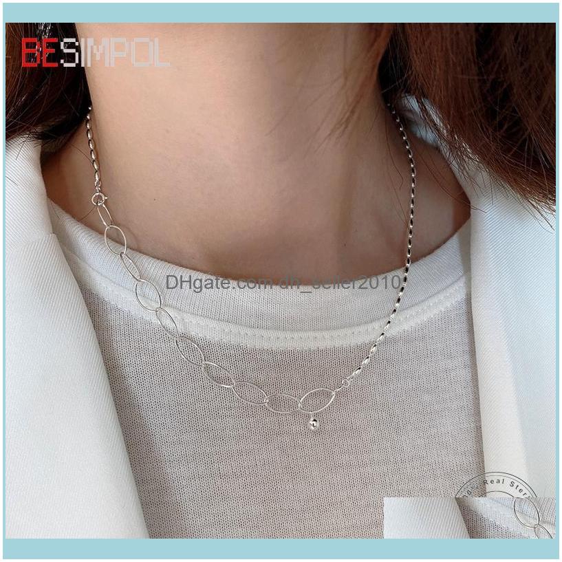 

Necklaces & Pendants Jewelrybesimpol Real 925 Sterling Sier Necklace Olive Beads Link Chain For Women Simplicity Chic Chokers Fine Jewelry G