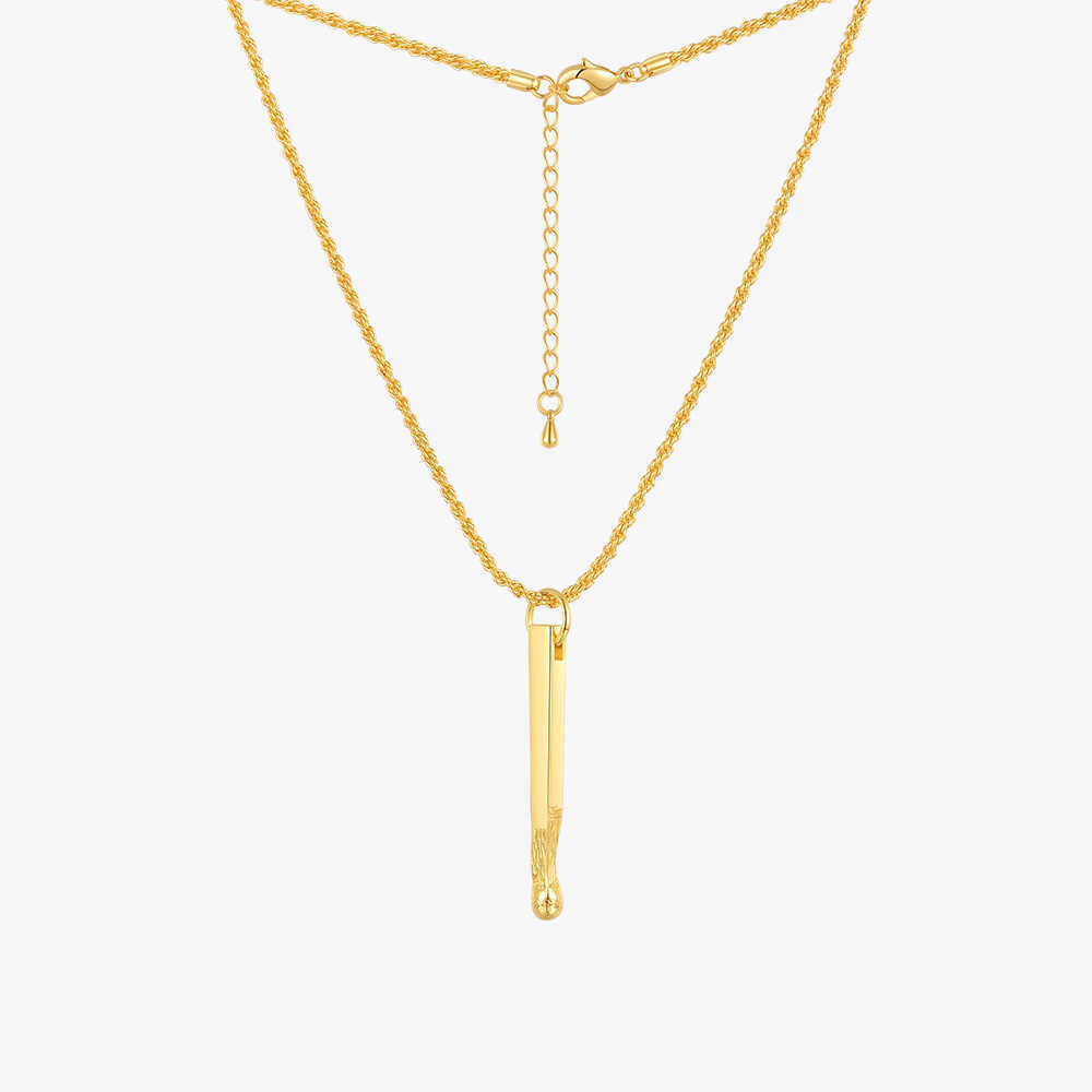 

ENFASHION Vintage Matchstick Necklaces For Women Gold Color Stick Pendant Necklace 2021 Trend Fashion Jewelry Friends Gift P3186 X0707