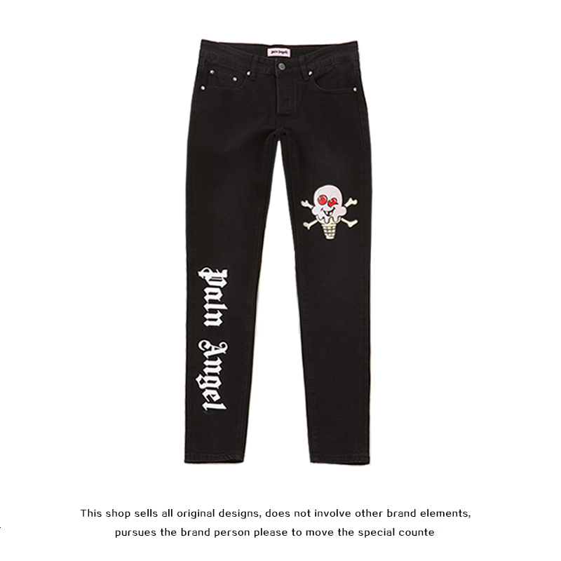 

AMI Fog brand palm black gray angels splicing ice cream skeleton icecream jeans men's fashion