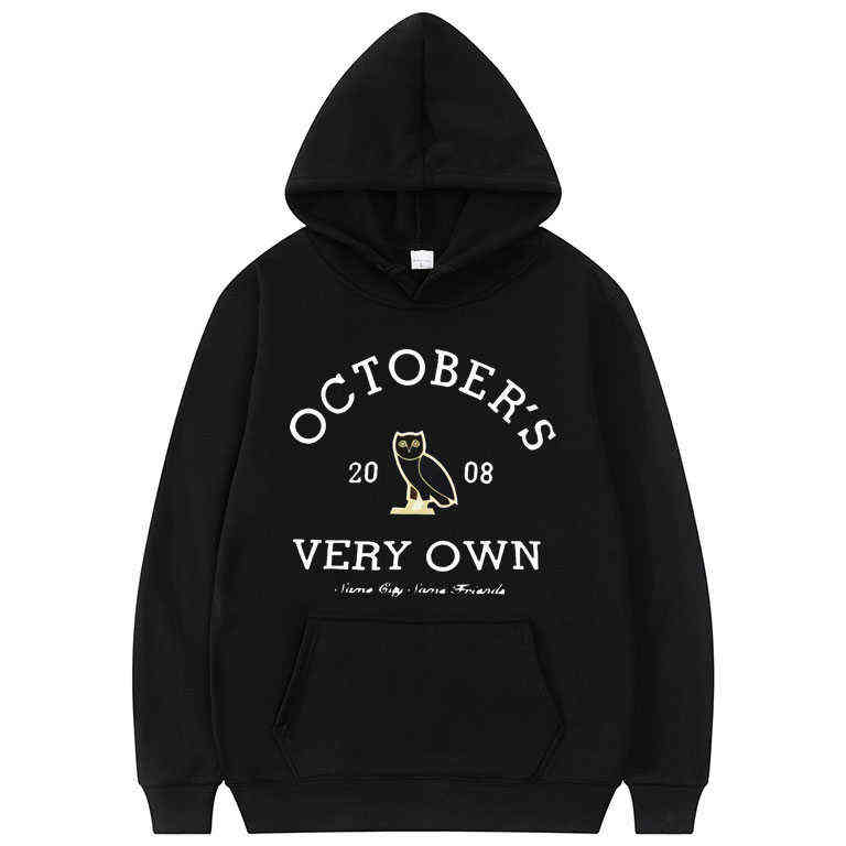 

October's 2008 Very Own Letter Tee Owl Print Hoodie Long Sleeve Men Women Harajuku All-match Sweatshirt Couples Fashion Top Coat, Only extra shipping