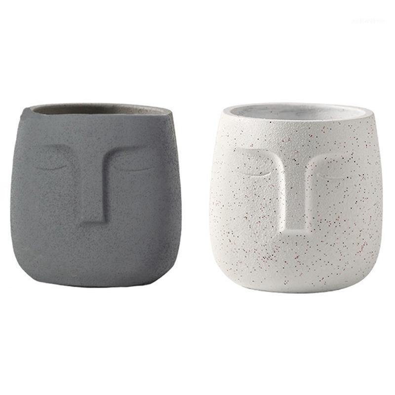 

Planters & Pots LUDA 2 Pcs Ceramic Flowerpot Nordic Plant Pot Green Bonsai Interior Decoration Home Indoor Outdoor Decor, Dark Gray White