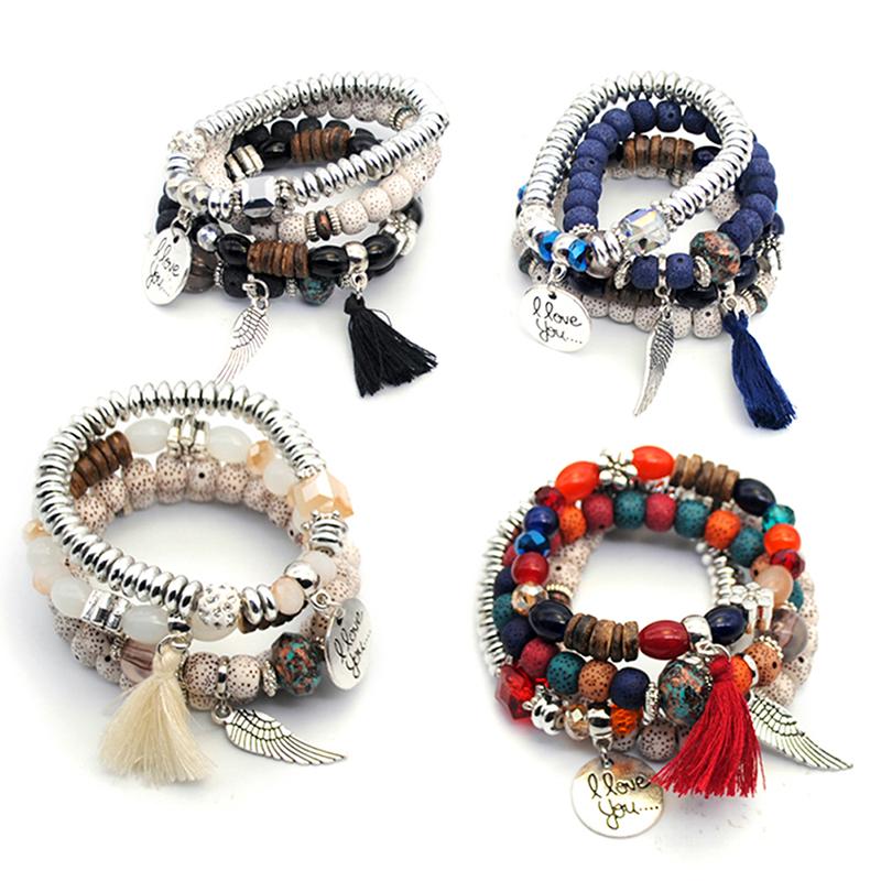 Charm Bracelets Tassel Natural Stone Charms Wristband 2021 Crystal Bead For Women Vintage Bracelet Female Jewelry Fashion Gift-image-710871013