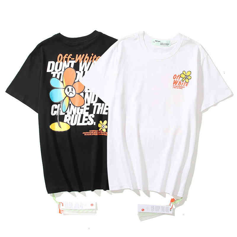 

White Summer 2021 New Off Flstyleer Sunflstyleer Letter Creative Fun Print Men's and Women's Short Sleeve T-shirt