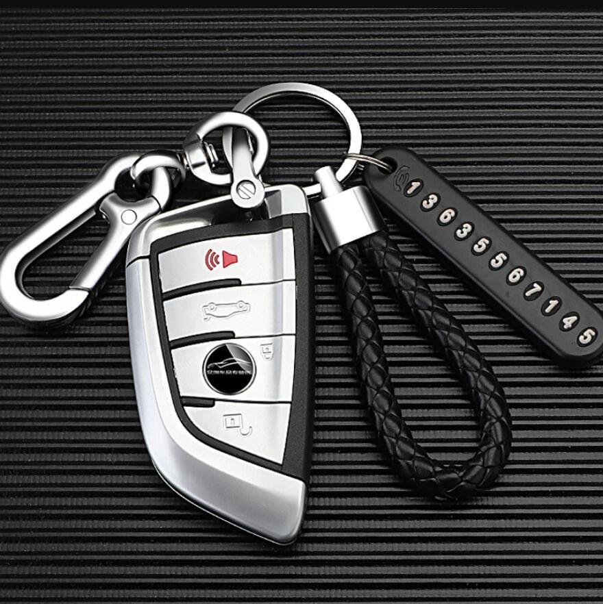 

Fashion Anti-Lost Car Key Pendant Split Rings Keychain Phone Number Card Keyring Auto Vehicle Key Chain Car Accessories