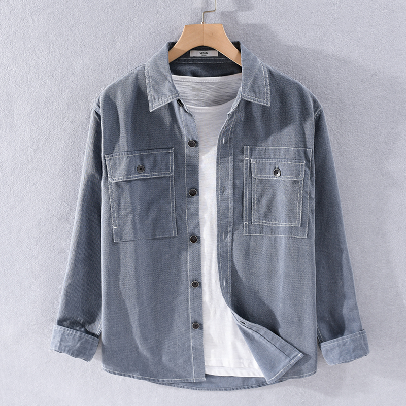 

2021 100% Cotton Make Long-sleeve Casual Shirt Men's Form Shirts of Autumn for Men Comfortable Overhemd Tops 013o, Light blue