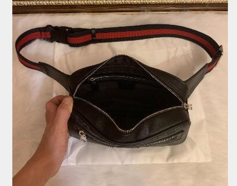 

Mens women bags Unisex Men Women leather Pack Belly Waist Bum Bag Fitness Running Belt Jogging Pouch Back grid, Black
