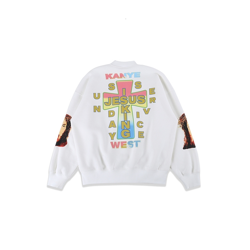

2021 New High Qualityjesus Is King Kanye West Sunday Service Cross Printed Sweatshirts Men Women Crewneck Hoodie Hitn