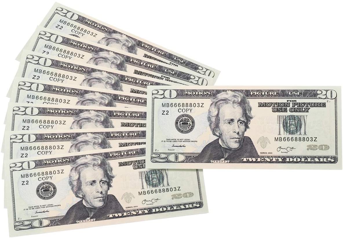 Lefree Fake Money Copy 20 Dollar Prop Realistic Double Sided Stack 100 pcs Movie Prop, Premium Printing for Movie, Party, Play Pretend and Teach-image-735716659