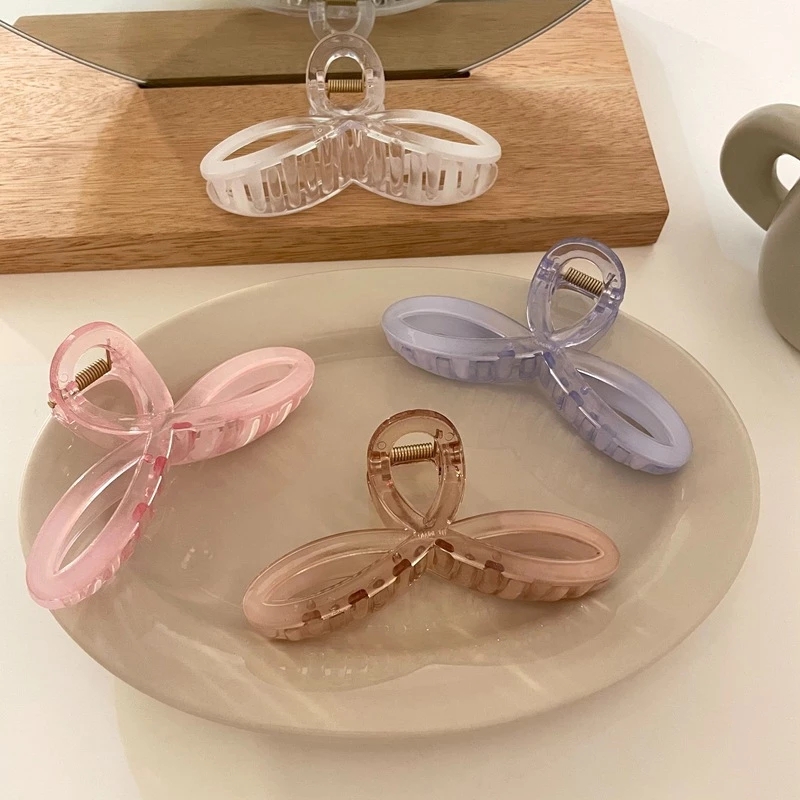 Gradient jelly Hair Claws Cross Grip Hair Clip Elegant Hairpins Hair Accessories Hairgrips Barrettes Headwear-image-707053905