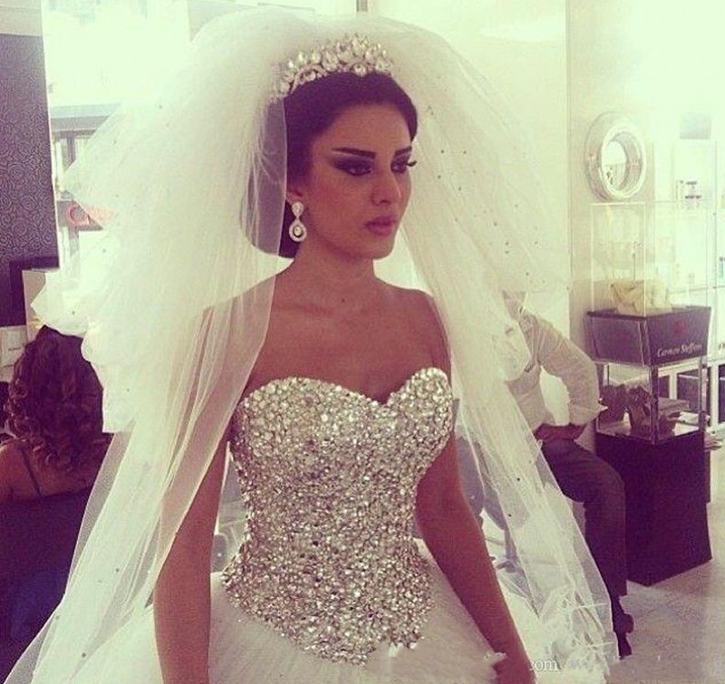 

New Luxurious Ball Gown Es 2021 Crystal Beads Sequins Princess Wedding Gowns Off the Shoulder Vestidos De Noiva M0hp, White