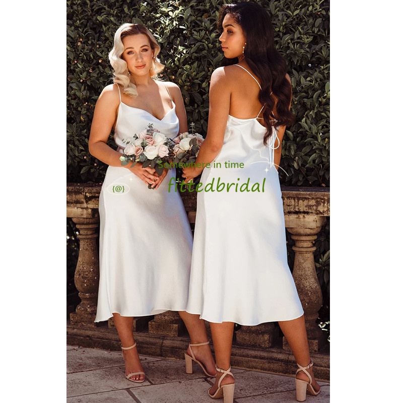 

wedding guest dress 2021 summer satin sexy open back solid color scoop neck sleeveless sling Bridesmaid dresses clothes for women robe femme