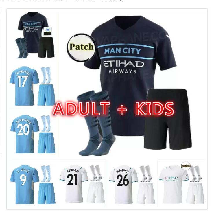 

adult kit 2021 2022 Manchester DE BRUYNE KUN AGUERO soccer jerseys 21 22 City BERNARDO MAHREZ STERLING football shirt men sets uniforms