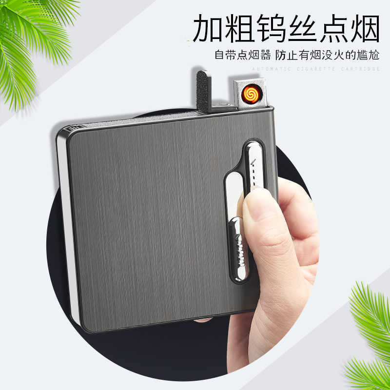 

A10 men's 20 rechargeable lighter cigarette box straight exchange gift tungsten wire