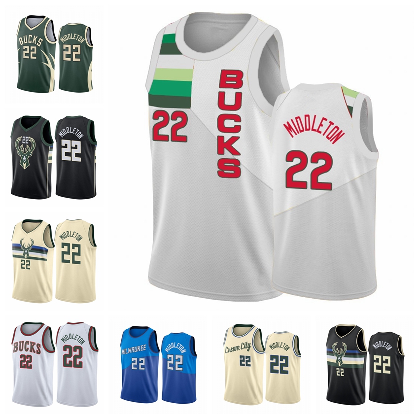 

2020-21 MilwaukeeBucksMEN Khris Middleton Earned Green #22 Basketball Jersey