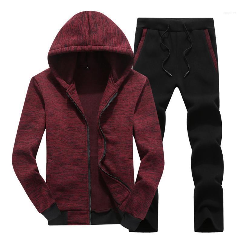 

Men's Tracksuits FeiTong Mens Sport Suits 2021 Clothing Casual Fashion Long Sleeved Hoodie Zipper Track Jacket Sports Tops Jogging Pants Set, Gray