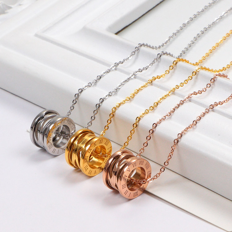 

2021 Gold Silver Rose Colors Women Necklace Fashion Jewelry B Letter, Roman Numeral Hollow Necklace, Titanium Steel Couple Short Chain Wholesale