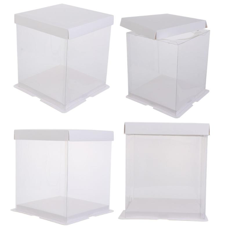 

4pcs Cake Packaging Box Cake Container Transparency Box Wrapping Cardboard For Birthday Wedding Bake Sale