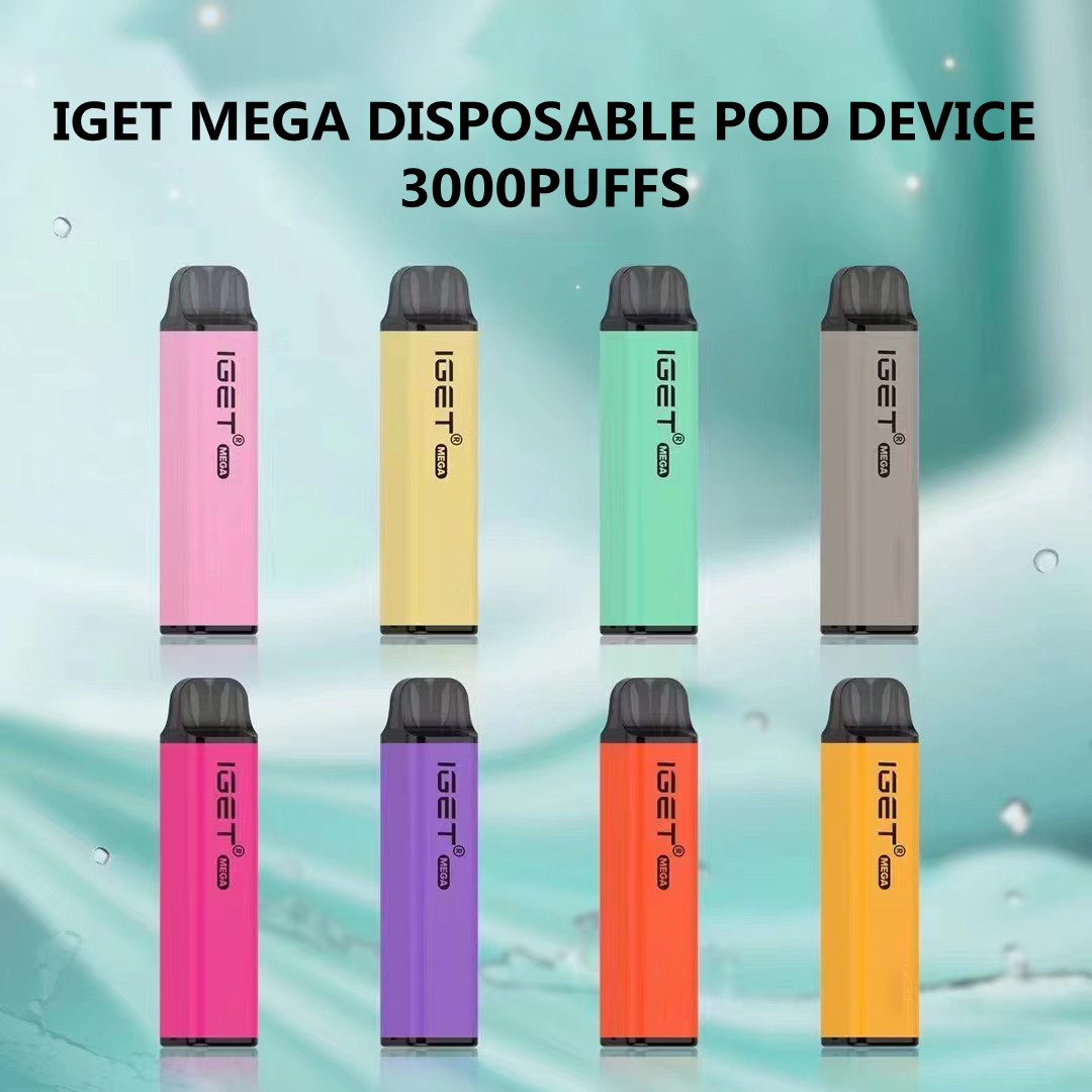 

Iget Mega Disposable E cigarettes Pod Device Kit 3000 Puffs Vape Pen VS Bang XXL Air Bar Max