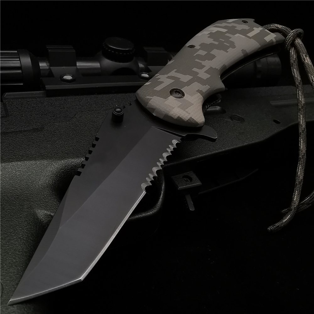 

20CM (7.8) 58HRC Foding Knife Pocket Pocket Knife 8CR18MOV Bade Mutifunctiona Hunting Tactica Surviva Too