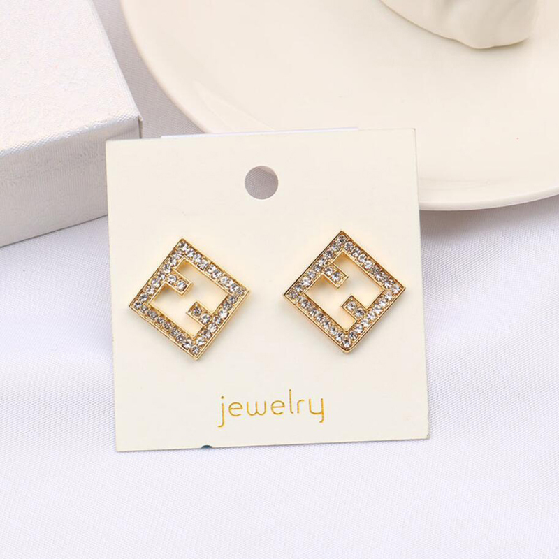

Fashion Women Designer Earrings Ear Stud Designers Brand 18K Gold Plated Geometry Letters Crystal Rhinestone Earring Wedding Party Jewerlry ER0466-ER0468