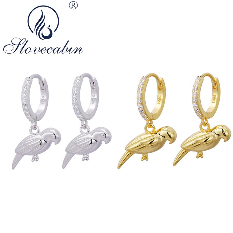 

Hoop & Huggie Slovecabin 925 Sterling Silver Cute Bird Animal Huggies Earring For Women Wedding Clear CZ Luxury Femme Jewelry Accessories