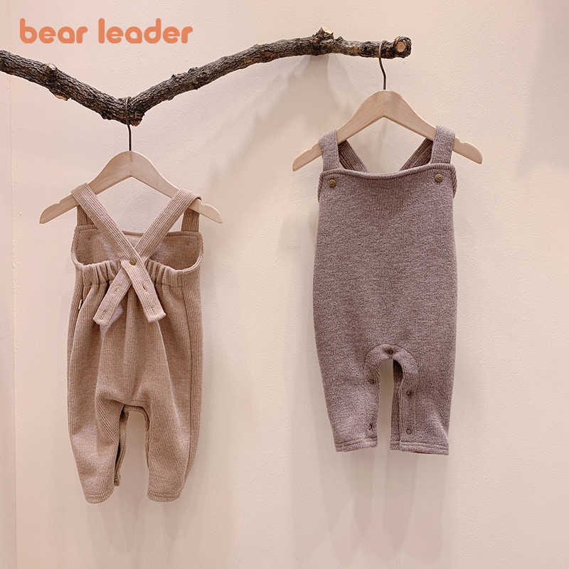 

Bear Leader born Baby Korean Style Rompers Fashion Toddler Girls Boys Soild Color Clothes Girl Autumn Cute Jumpsuits 210708, Ah6157brown