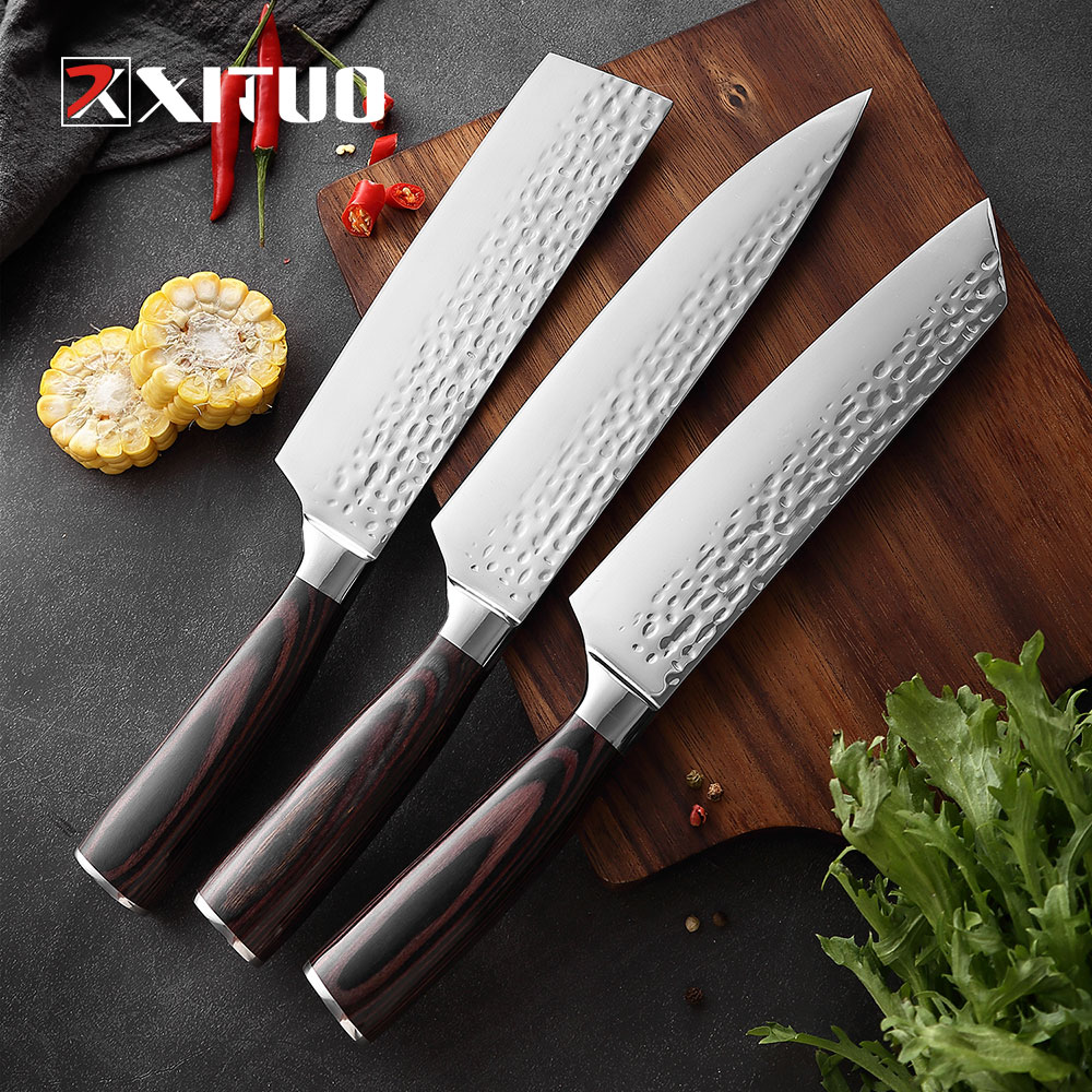 

XITUO Stainless Steel Chef Knife Set Very Sharp Blade Wood Handle Cooking Knife Meat Fish Vegetable Kitchen Slcing Celaver Knife
