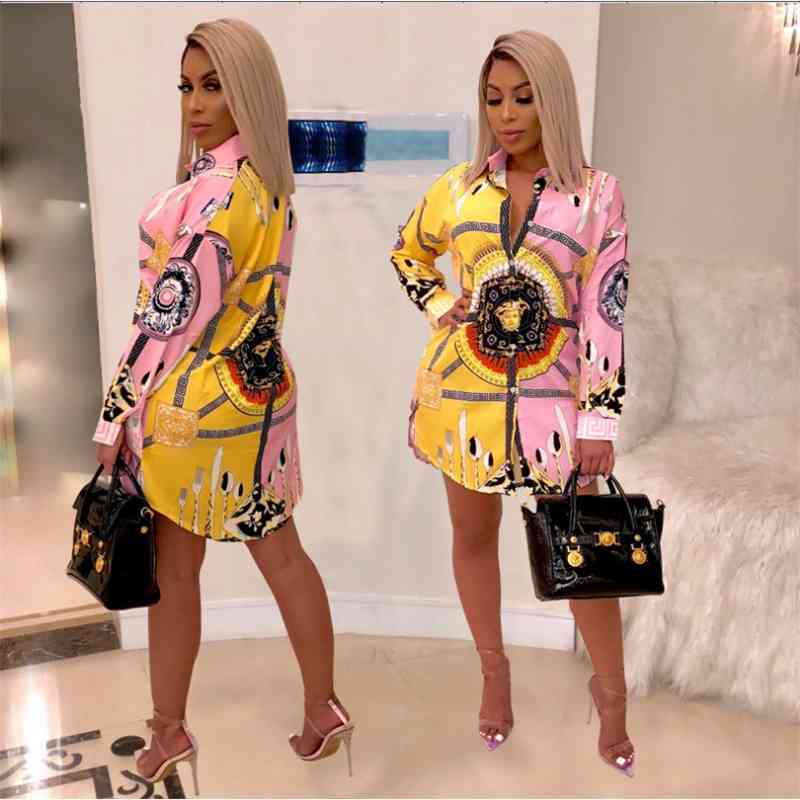 

2020 new fashion printing loose shirt coat women' spring and Autumn, Picture color