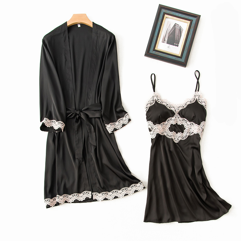 

Sexy 2pc Women V-neck Cami Pants Night-time Fitz House Nightwear Clothes Nate Underwear X6yt, Black