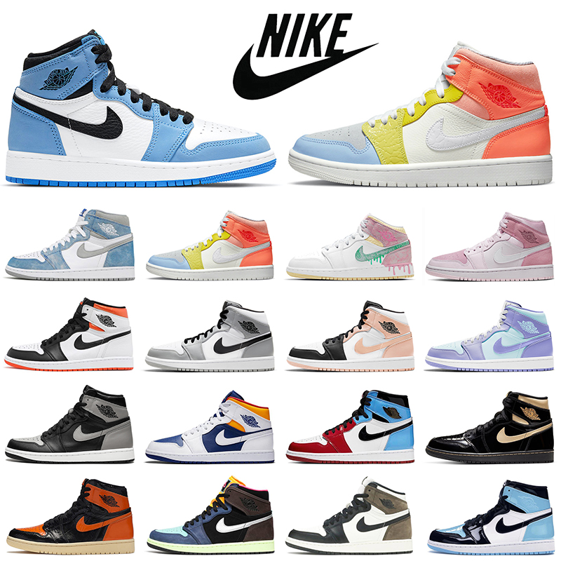 

Hyper Royal 1s Men Basketball Shoes Jumpman 1 University Blue Paint Drip Womens Mens Trainers Sports Sneakers size 36-46