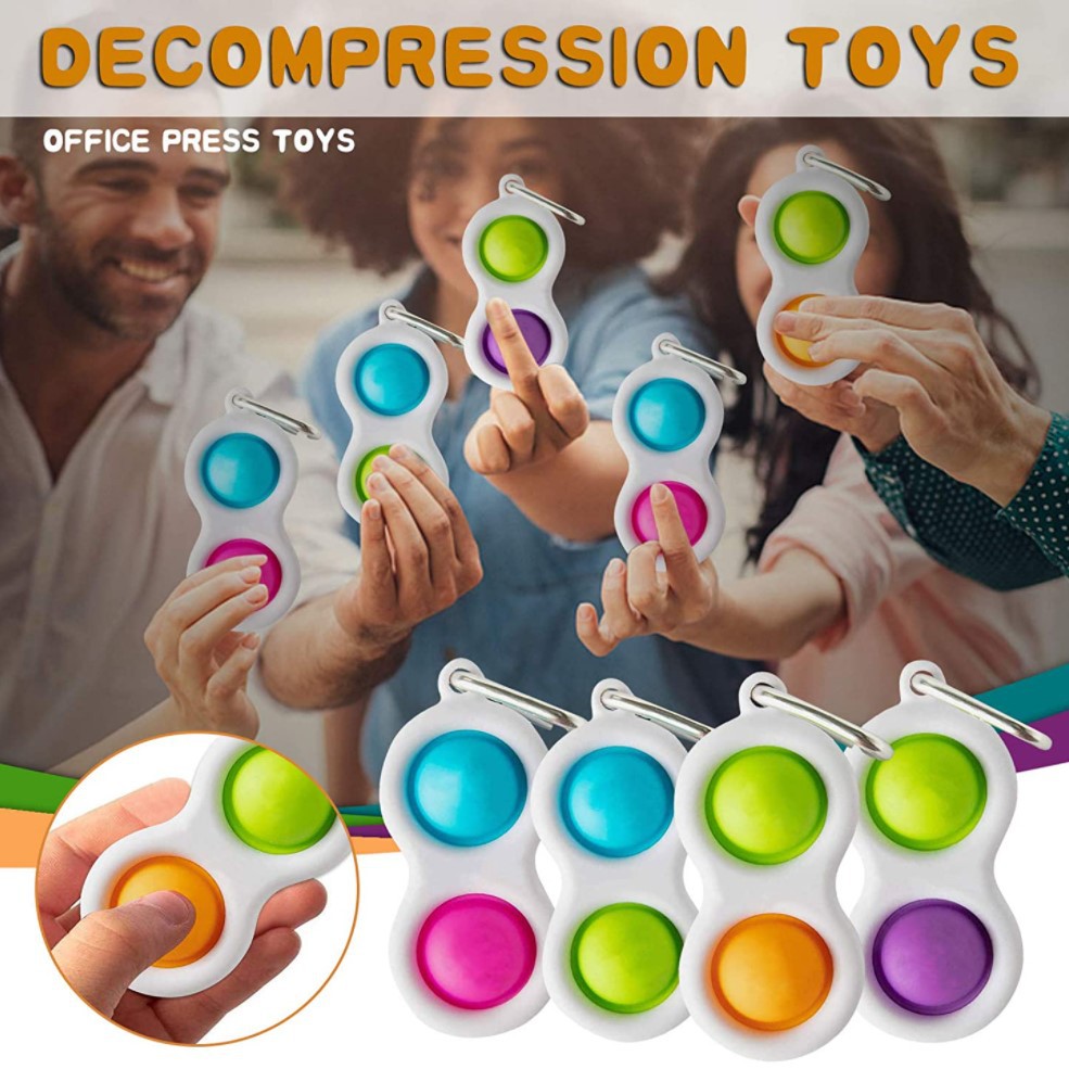 

100PCS/DHL Push Bubble Fidget Sensory Key Ring Poo-Its Toys Keychain Kids Adult Novel Squeeze Bubbles Puzzle Finger Fun Game Fidgets Toy Str, Red;brown