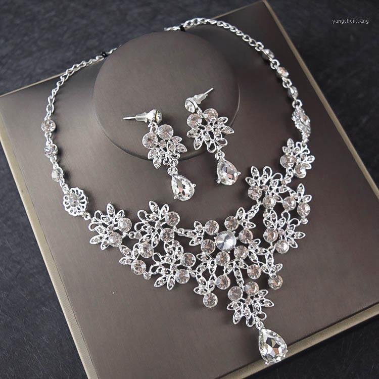 

Chains 2021 Necklace Bridal Set Chain Wedding Europe Earrings Suit Rhinestone Alloy Accessories