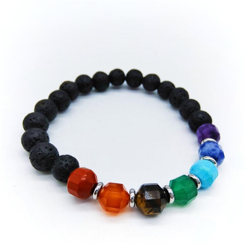 

Link, Chain European And American Accessories Color Seven Chakra Yoga Energy Bracelet Volcanic Stone Black Lava