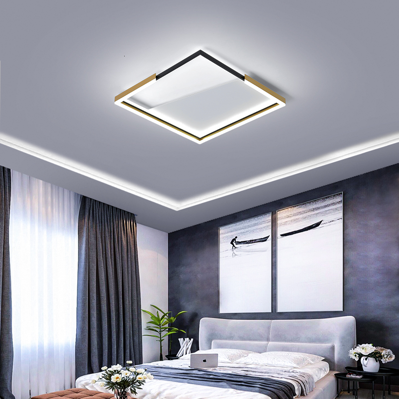 

Moderno Conducted the Ceiling Lamp Luxury Gold Square Room Adjoining Kitchen Nordic Hot and Romantic Luminaries Light Panel Pyea
